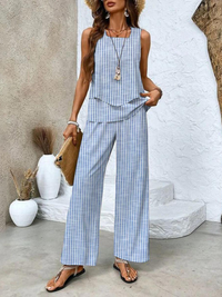 Sleeveless Two-Piece Set | Straight Leg Trousers | Chic Look