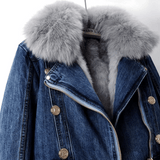 Denim Winter Jacket | Faux Fur Trim | Warm Lining | Short Fit