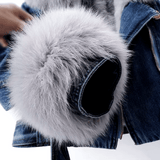 Denim Winter Jacket | Faux Fur Trim | Warm Lining | Short Fit