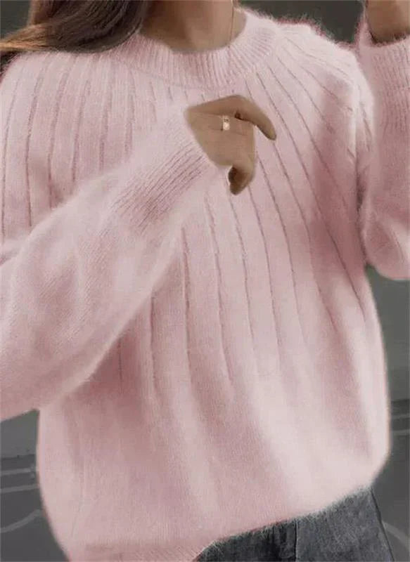 Women’s Fluffy Knit Jumper in Relaxed Fit Style | Warm Ladies Sweater