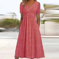 Women’s A-Line Midi Dress with V-Neck Elegant Fit | Wedding Guest & Party Dress