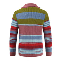 Men’s Knitted Cardigan with Lapel Collar in Colourblock Style | Smart Casual Jumper