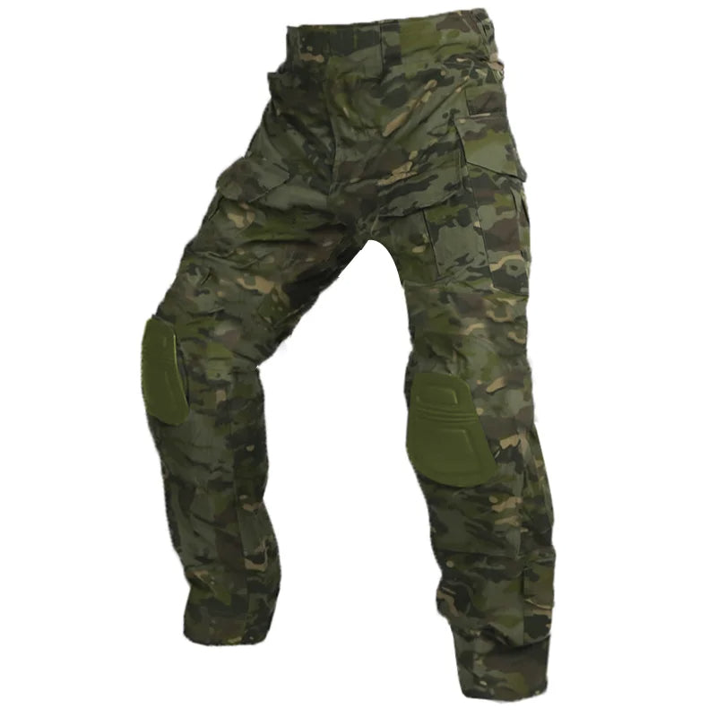 Men’s Cargo Pants with Knee Pads in Camouflage Style | Tactical Work Trousers