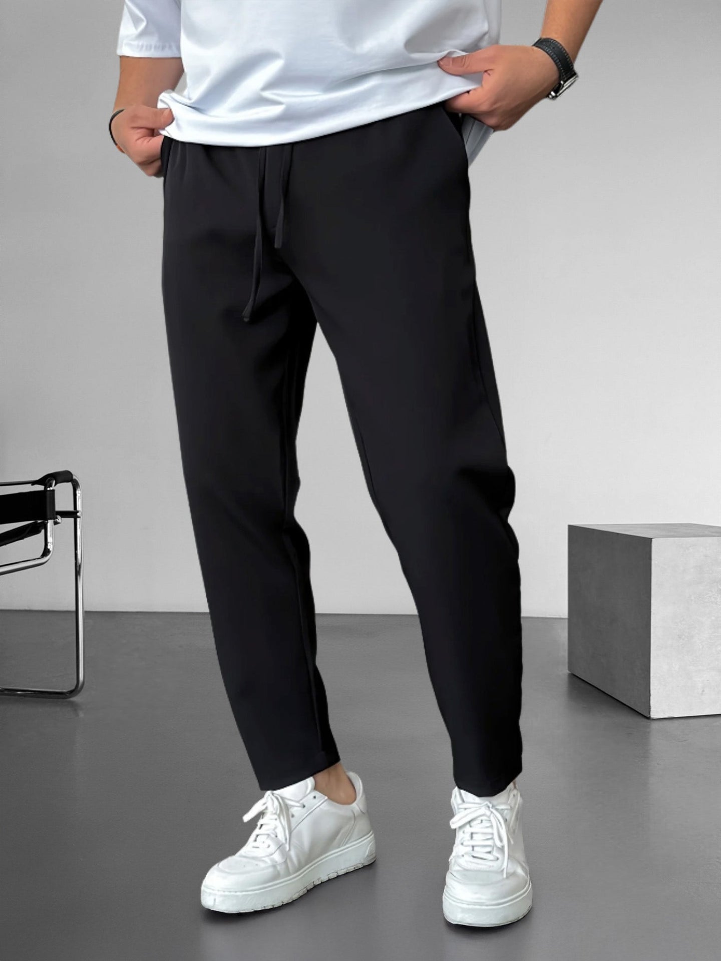 Men’s Tapered Trousers | Adjustable Drawstring Waist | Lightweight Casual Bottoms | Relaxed Fit