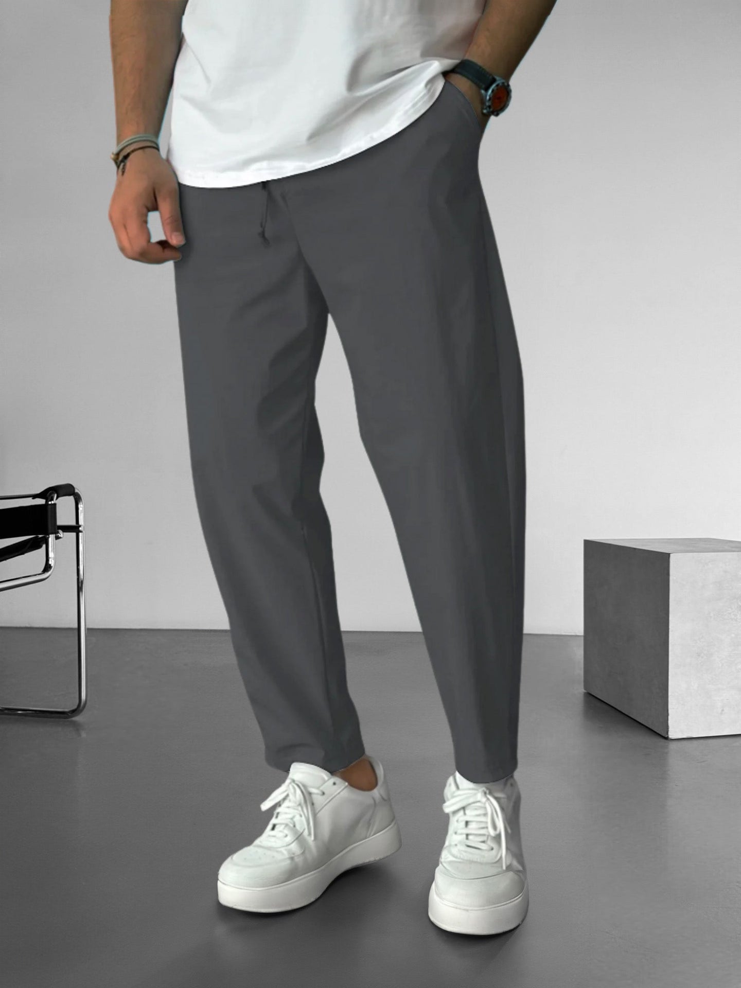 Men’s Tapered Trousers | Adjustable Drawstring Waist | Lightweight Casual Bottoms | Relaxed Fit
