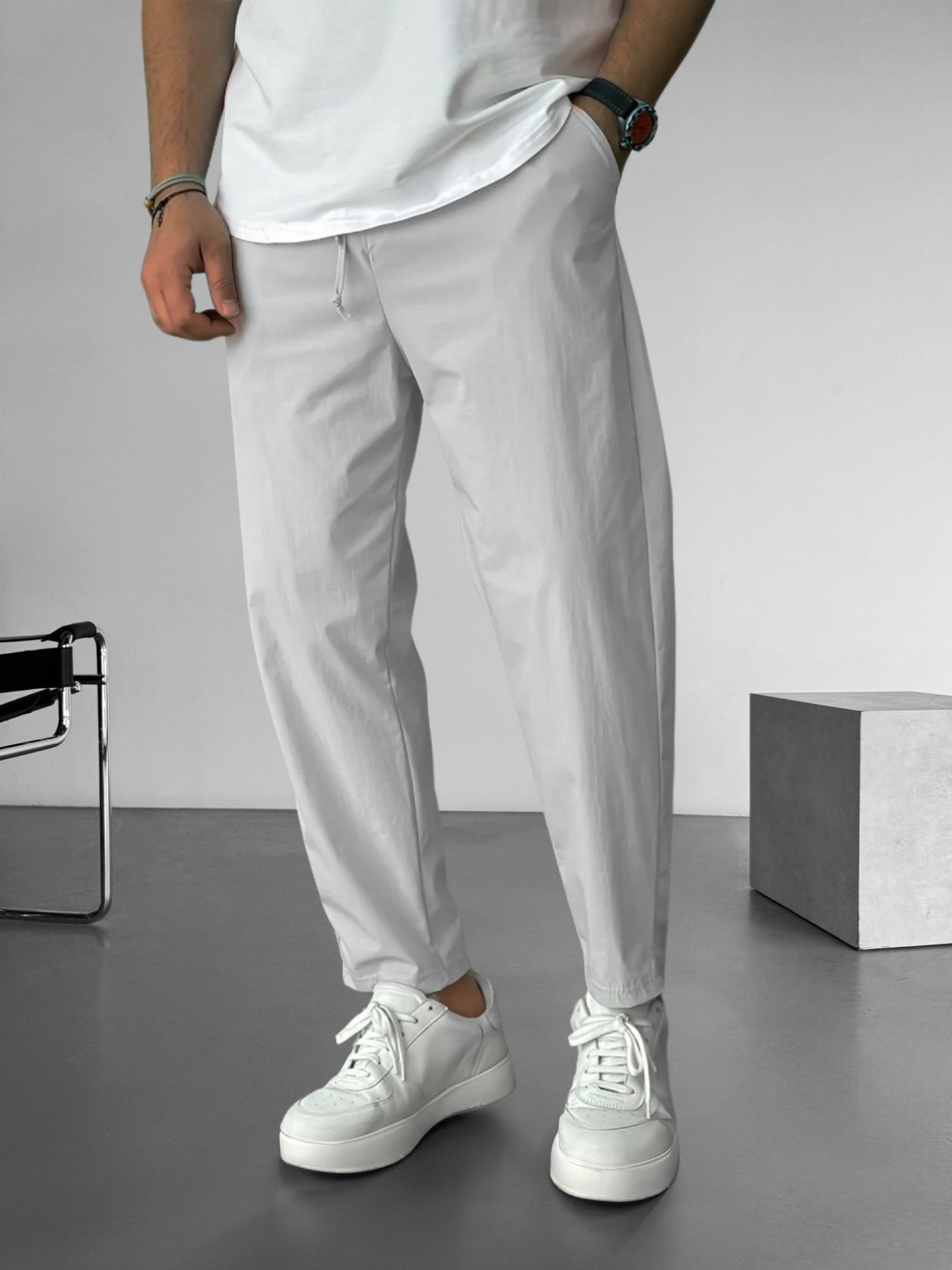 Men’s Tapered Trousers | Adjustable Drawstring Waist | Lightweight Casual Bottoms | Relaxed Fit