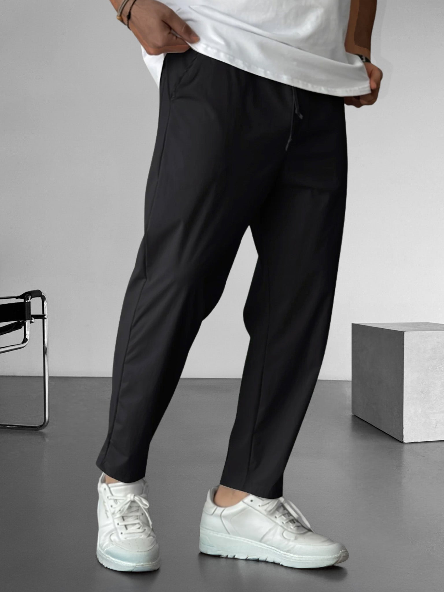 Men’s Tapered Trousers | Adjustable Drawstring Waist | Lightweight Casual Bottoms | Relaxed Fit