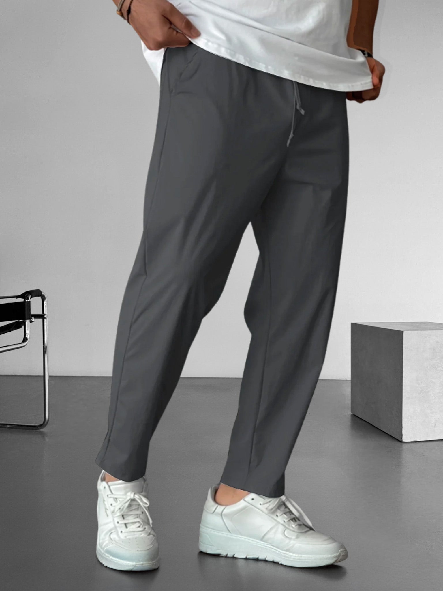 Men’s Tapered Trousers | Adjustable Drawstring Waist | Lightweight Casual Bottoms | Relaxed Fit