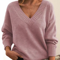 Women’s V Neck Pullover Jumper in Relaxed Knitwear Style | Classic Ladies Sweater