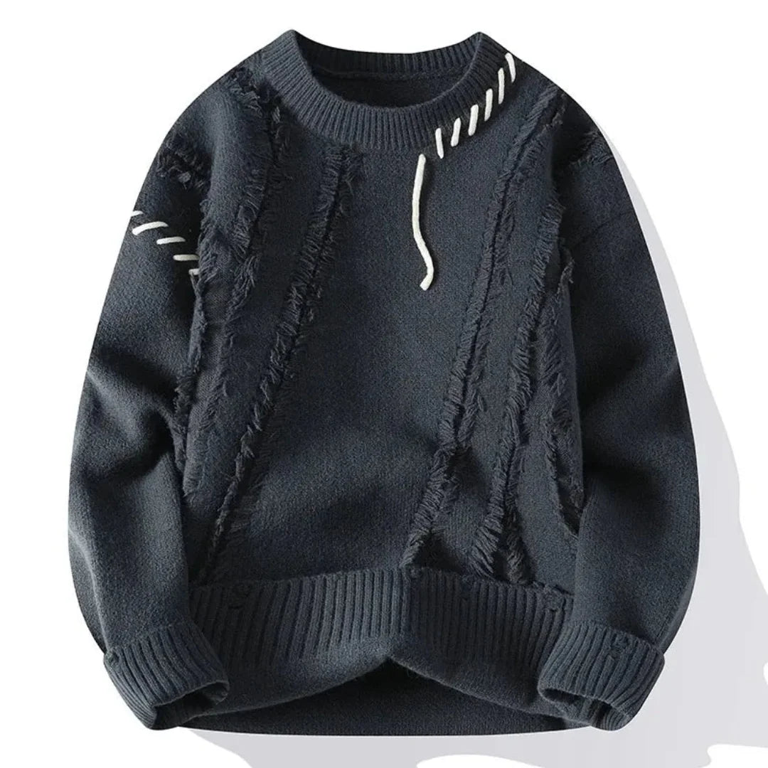 Men’s Casual Knit Jumper | Loose Fit Sweater | Crew Neck Pullover