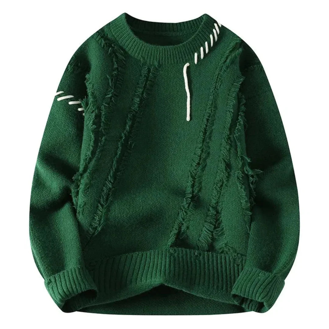 Men’s Casual Knit Jumper | Loose Fit Sweater | Crew Neck Pullover
