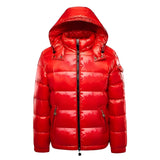 Men’s Glossy Hooded Puffer Jacket | Water-Repellent | Winter Insulated Coat