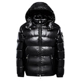Men’s Glossy Hooded Puffer Jacket | Water-Repellent | Winter Insulated Coat
