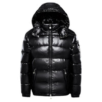 Men’s Glossy Hooded Puffer Jacket | Water-Repellent | Winter Insulated Coat