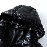 Men’s Glossy Hooded Puffer Jacket | Water-Repellent | Winter Insulated Coat