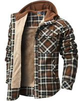 Men’s Hooded Flannel Jacket with Faux Fur Lining | Warm Winter Outdoor Coat