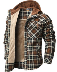 Men’s Hooded Flannel Jacket with Faux Fur Lining | Warm Winter Outdoor Coat