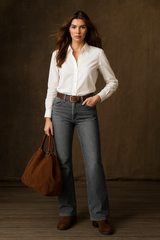 Women’s Wide Leg Jeans in Retro Flared Style | Casual Ladies Denim Pants