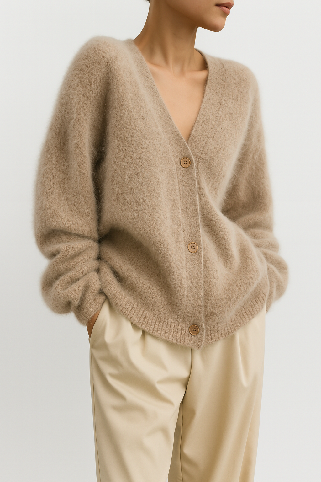 Women’s V-Neck Cardigan Jumper in Soft Knitwear | Ladies Long Sleeve Cardigan