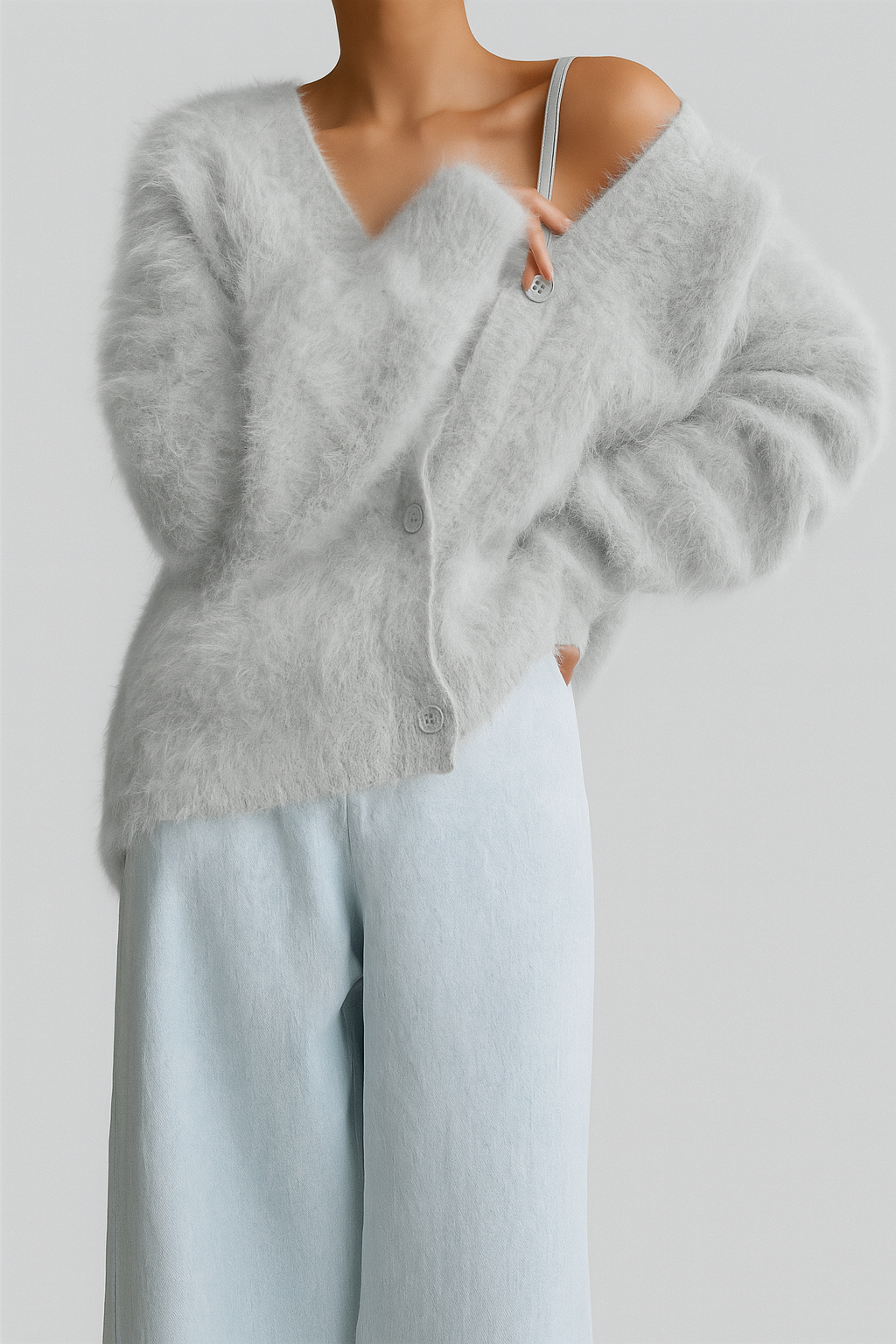 Women’s V-Neck Cardigan Jumper in Soft Knitwear | Ladies Long Sleeve Cardigan