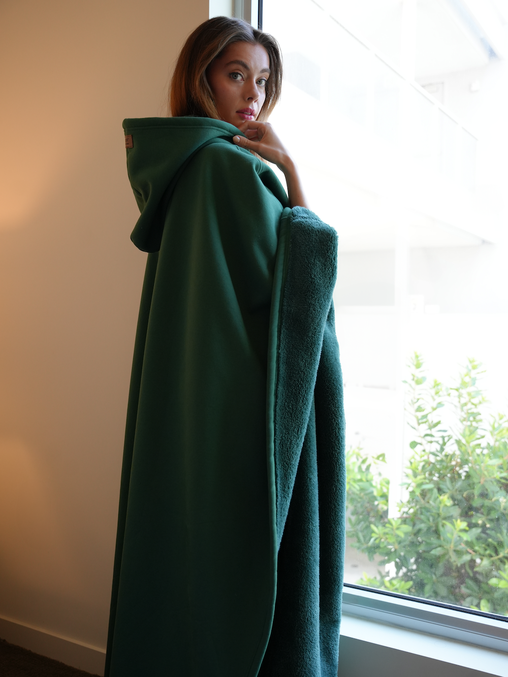 Unisex Poncho Hoodie in Fleece Style | Oversized Warm Hooded Sweatshirt