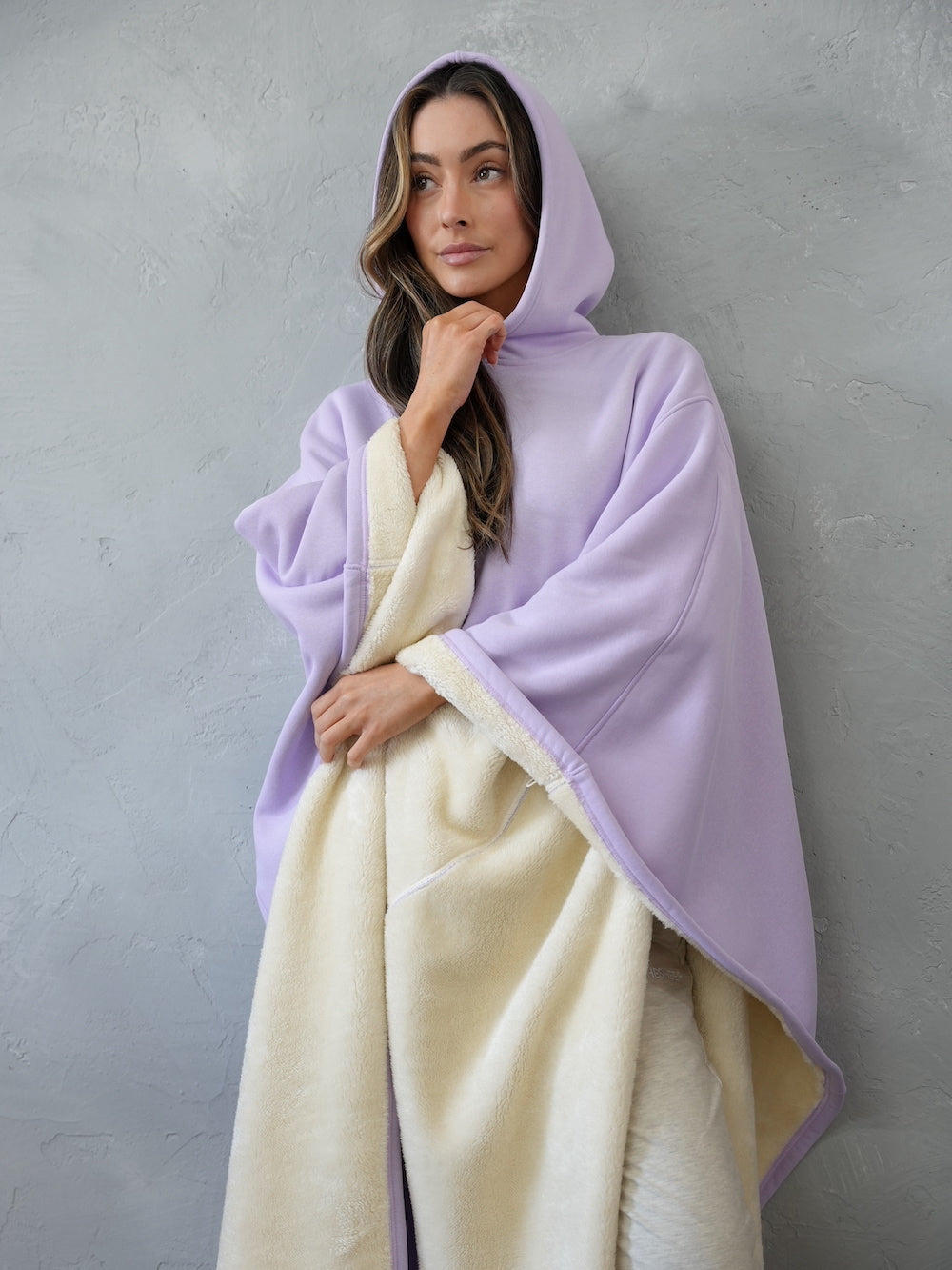 Unisex Poncho Hoodie in Fleece Style | Oversized Warm Hooded Sweatshirt