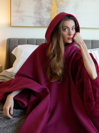 Unisex Poncho Hoodie in Fleece Style | Oversized Warm Hooded Sweatshirt