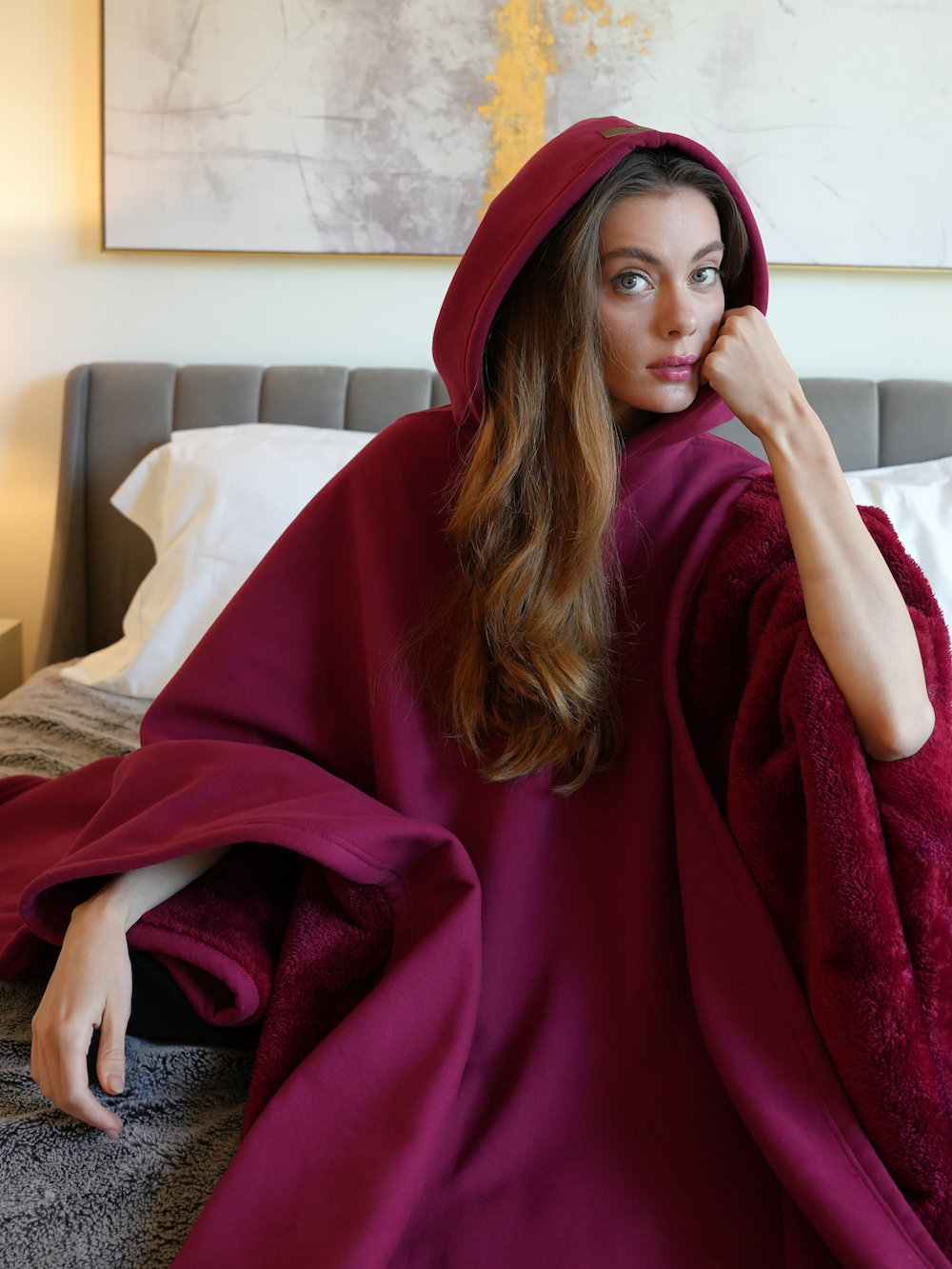 Unisex Poncho Hoodie in Fleece Style | Oversized Warm Hooded Sweatshirt