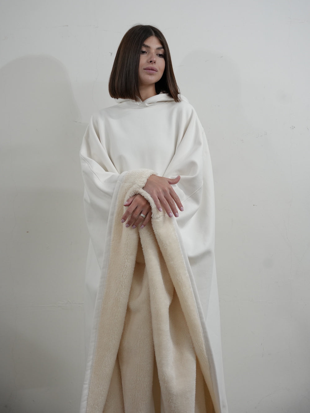 Unisex Poncho Hoodie in Fleece Style | Oversized Warm Hooded Sweatshirt