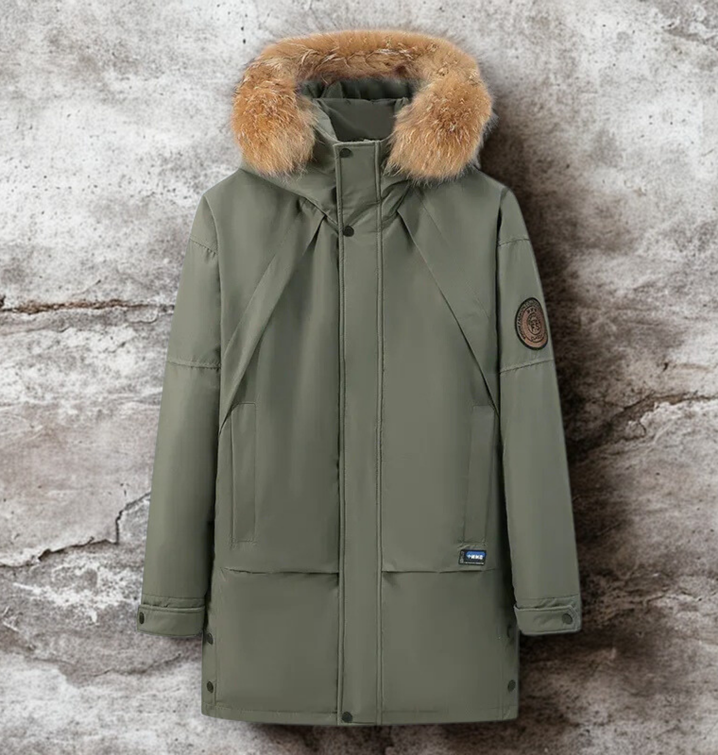 Men’s Hooded Winter Parka | Warm Mid Length Coat with Fur Trim