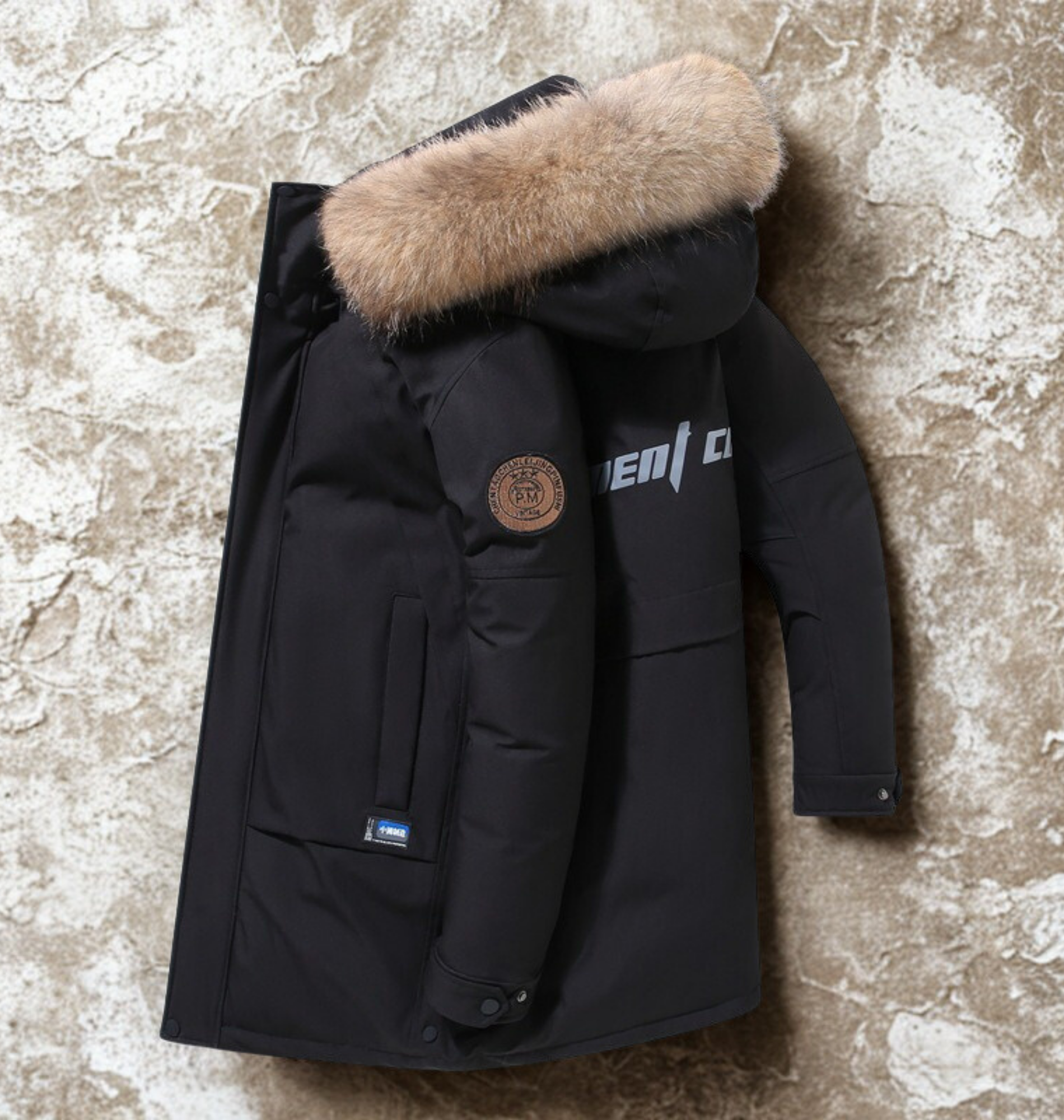 Men’s Hooded Winter Parka | Warm Mid Length Coat with Fur Trim