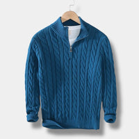 Men’s Half Zip Jacquard Sweater with Mock Neck | Classic Knit Jumper