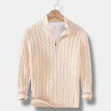 Men’s Half Zip Jacquard Sweater with Mock Neck | Classic Knit Jumper