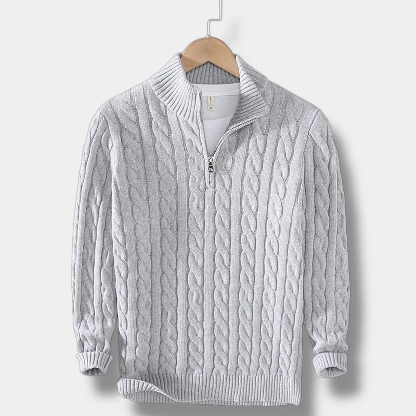 Men’s Half Zip Jacquard Sweater with Mock Neck | Classic Knit Jumper
