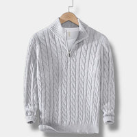 Men’s Half Zip Jacquard Sweater with Mock Neck | Classic Knit Jumper