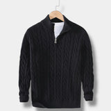 Men’s Half Zip Jacquard Sweater with Mock Neck | Classic Knit Jumper