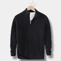 Men’s Half Zip Jacquard Sweater with Mock Neck | Classic Knit Jumper