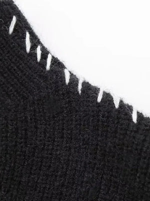 Women’s Black Knit Sweater with Subtle Detailing | Elegant Winter Jumper