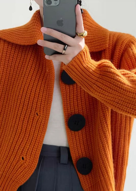 Women’s Knit Cardigan with Peter Pan Collar | Vintage Cropped Jumper for Autumn