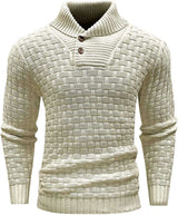 Men’s Button Neck Sweater in Textured Knit Style | Warm Pullover Jumper