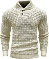 Men’s Button Neck Sweater in Textured Knit Style | Warm Pullover Jumper