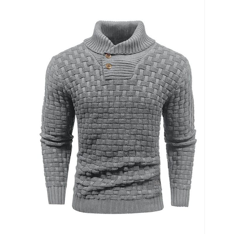 Men’s Button Neck Sweater in Textured Knit Style | Warm Pullover Jumper
