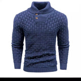 Men’s Button Neck Sweater in Textured Knit Style | Warm Pullover Jumper