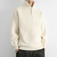 Men’s Quarter Zip Sweater | Classic Knit Jumper with Stand Collar