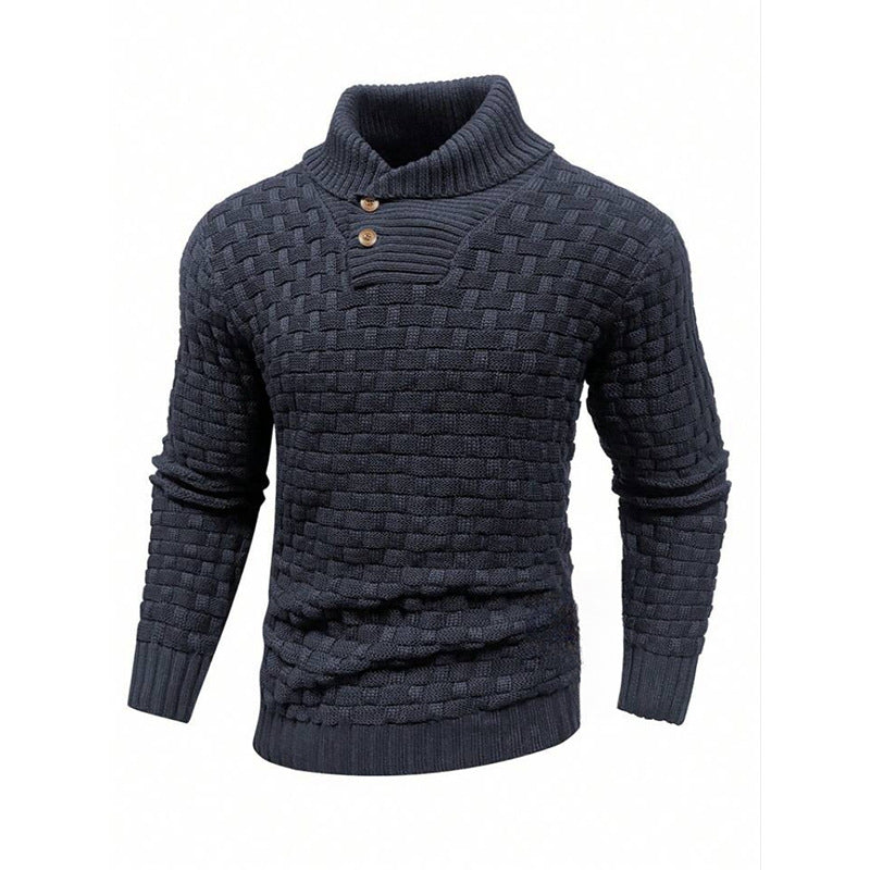 Men’s Button Neck Sweater in Textured Knit Style | Warm Pullover Jumper