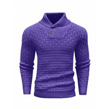 Men’s Button Neck Sweater in Textured Knit Style | Warm Pullover Jumper