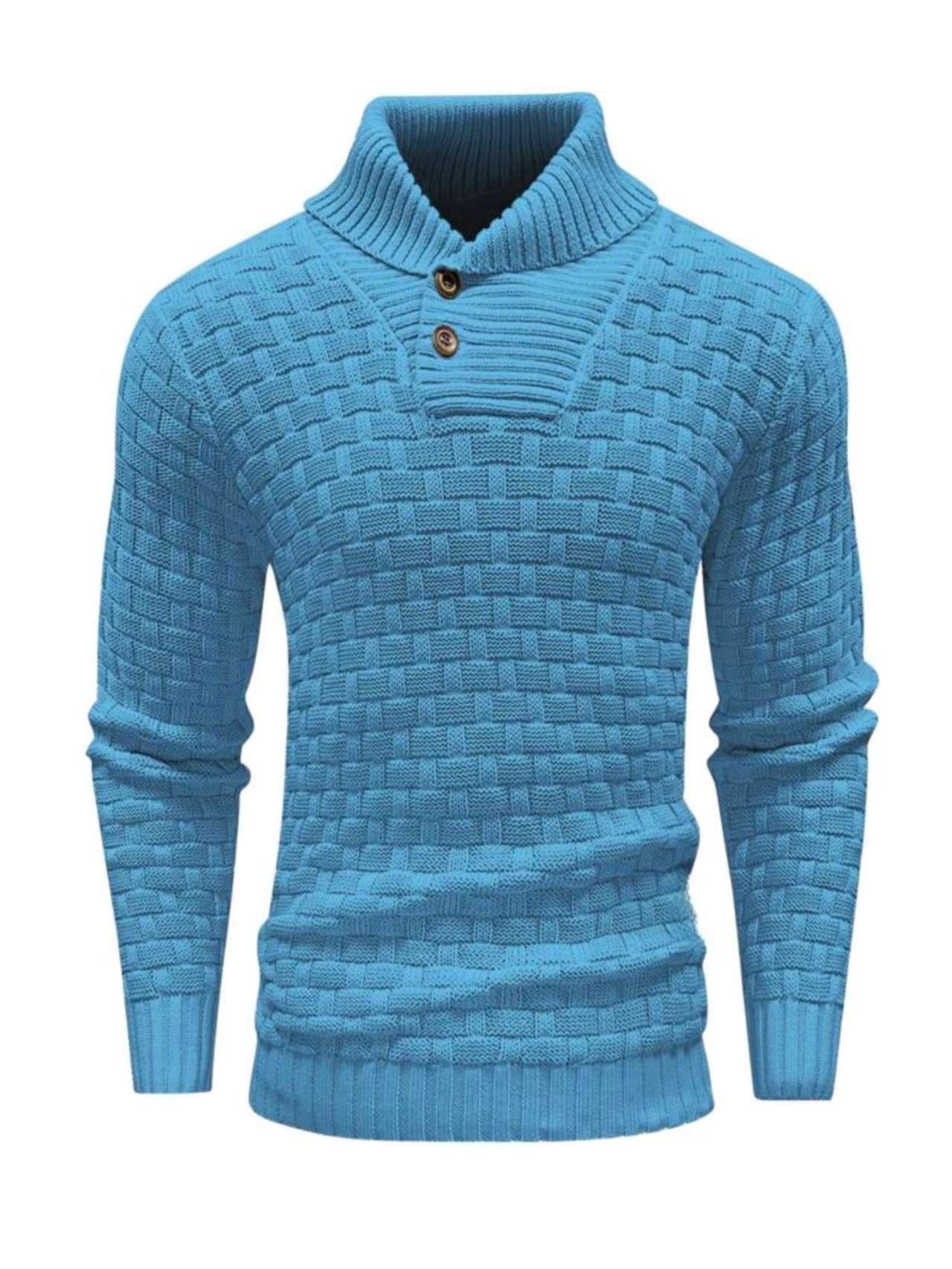Men’s Button Neck Sweater in Textured Knit Style | Warm Pullover Jumper