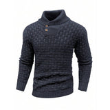 Men’s Button Neck Sweater in Textured Knit Style | Warm Pullover Jumper