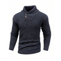 Men’s Button Neck Sweater in Textured Knit Style | Warm Pullover Jumper