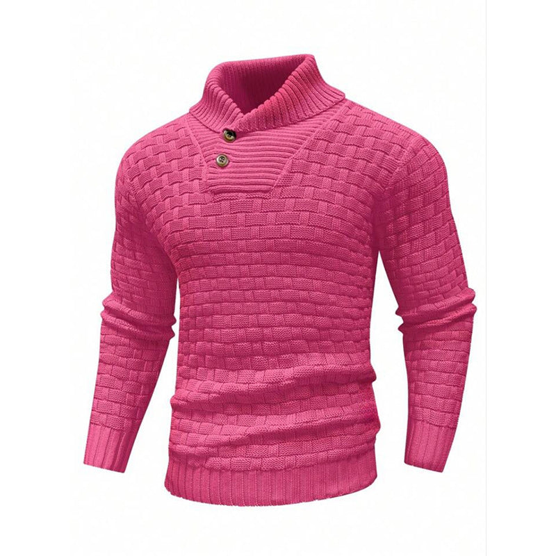 Men’s Button Neck Sweater in Textured Knit Style | Warm Pullover Jumper